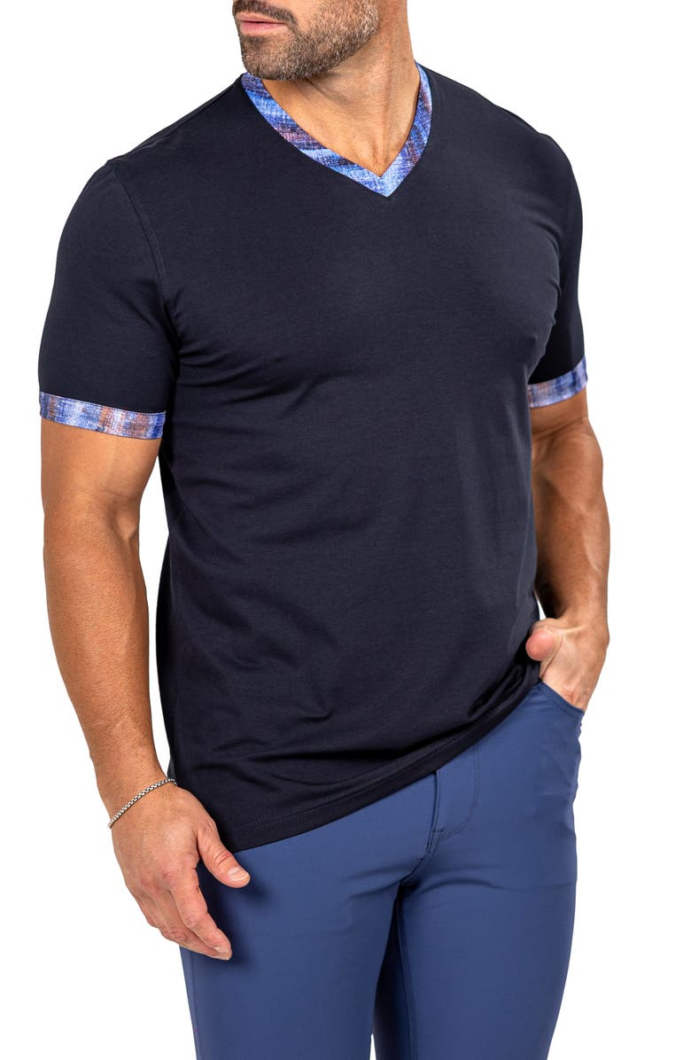 Maceoo Edison Marthyr0003 Blue Cotton V-Neck T-Shirt, Alternate, color, 