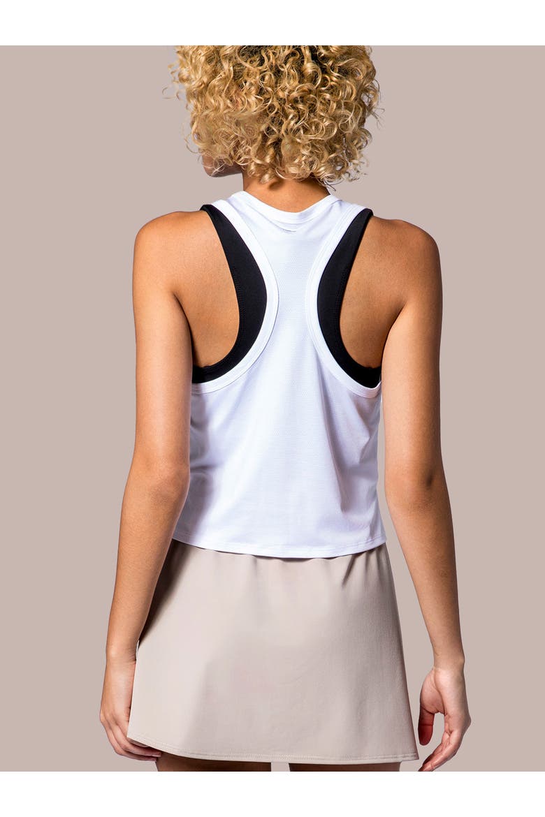 Cropped Racer Back Tank, Alternate, color, White
