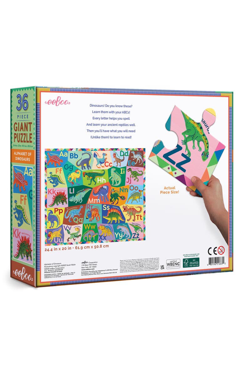 eeBoo Alphabet of Dinosaurs 36-Piece Giant Puzzle, Alternate, color,