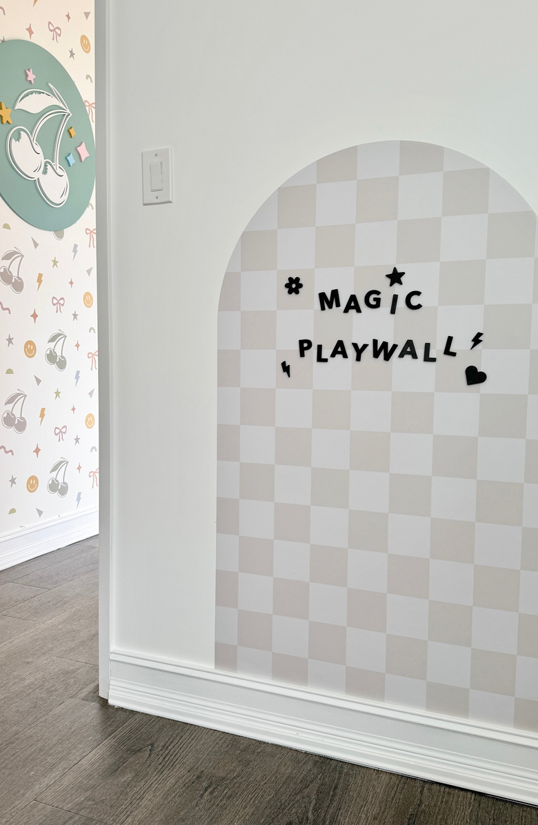 Cherrypick MEGA Magic Playwall Arch Magnetic Wall Decal, Alternate, color, Neutral Check