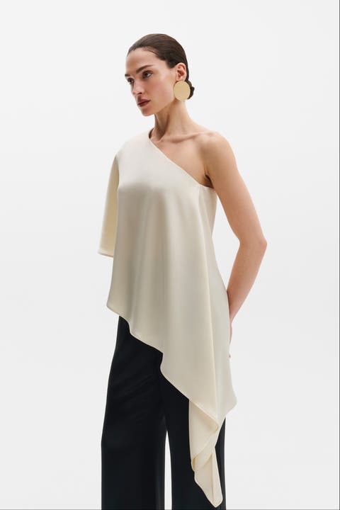 Aria Asymmetric Satin Blouse