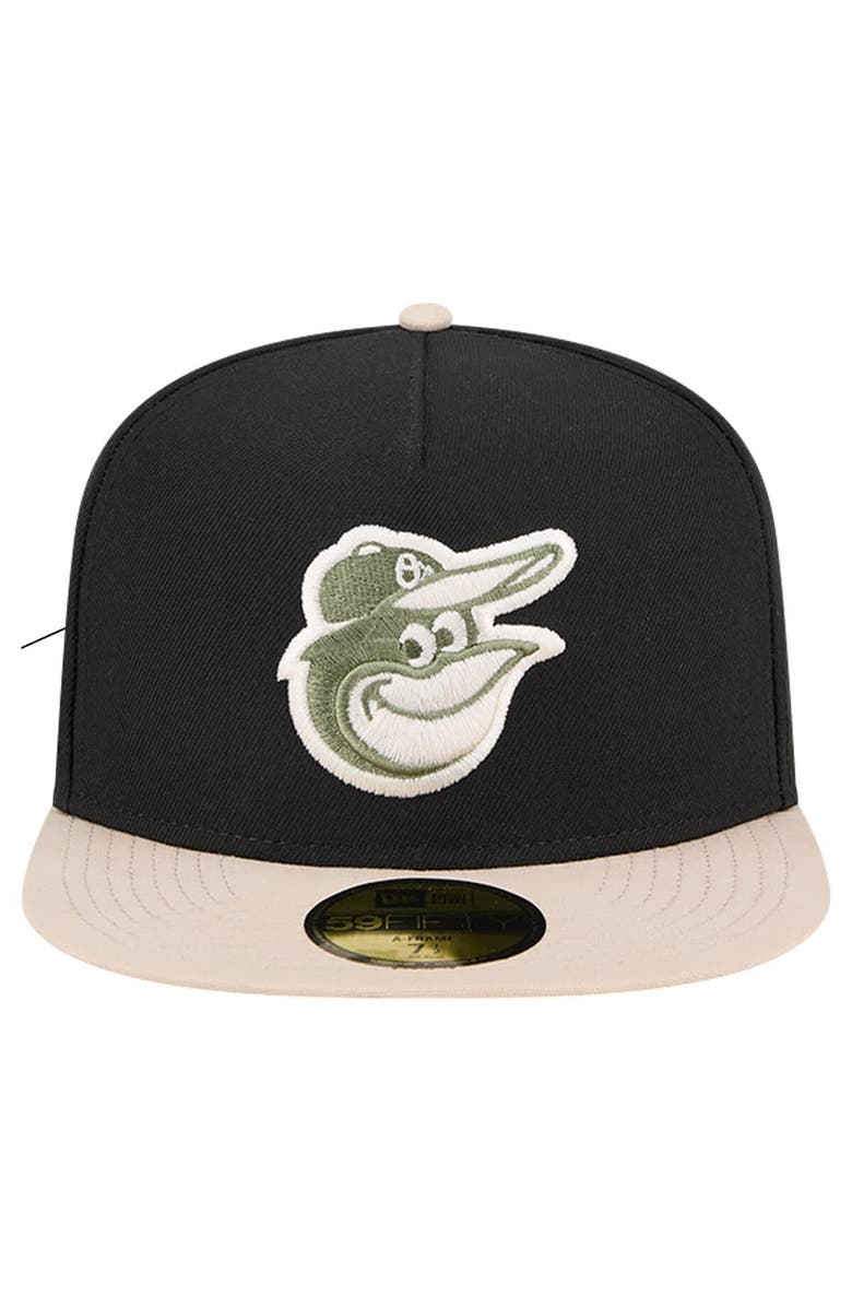 New Era Men's New Era Black Baltimore Orioles Canvas A-Frame 59FIFTY Fitted Hat, Alternate, color, 