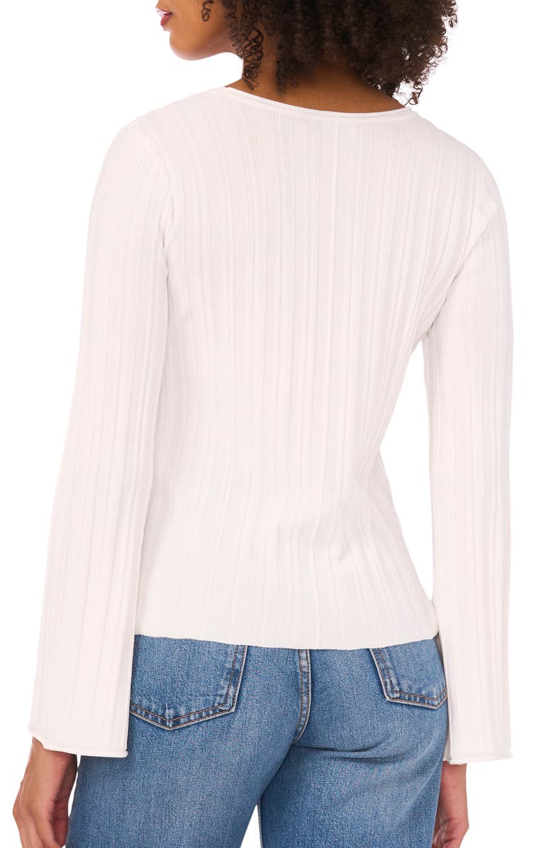 1.STATE Pointelle Knit Flare Sleeve Sweater, Alternate, color, New Ivory