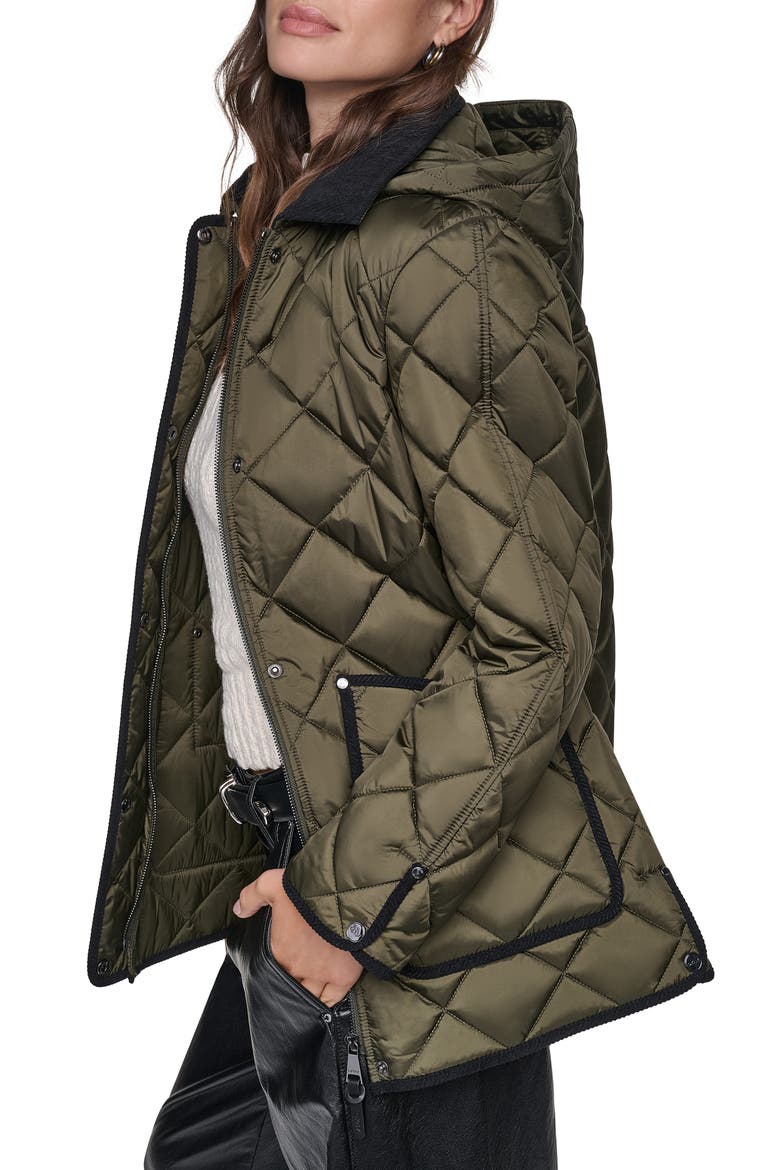Barn Quilted Hooded Jacket, Alternate, color, LODEN