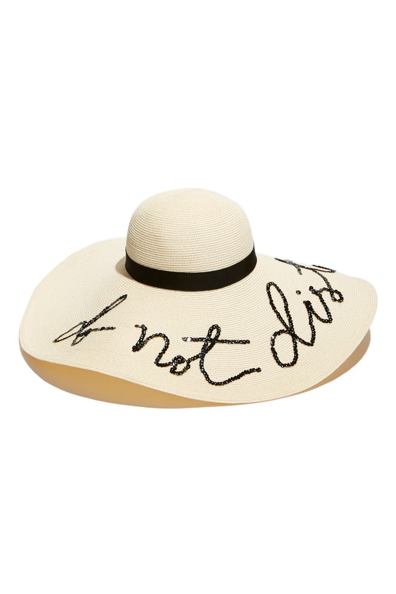 'Sunny - Do Not Disturb' Straw Sun Hat, Main, color, IVORY