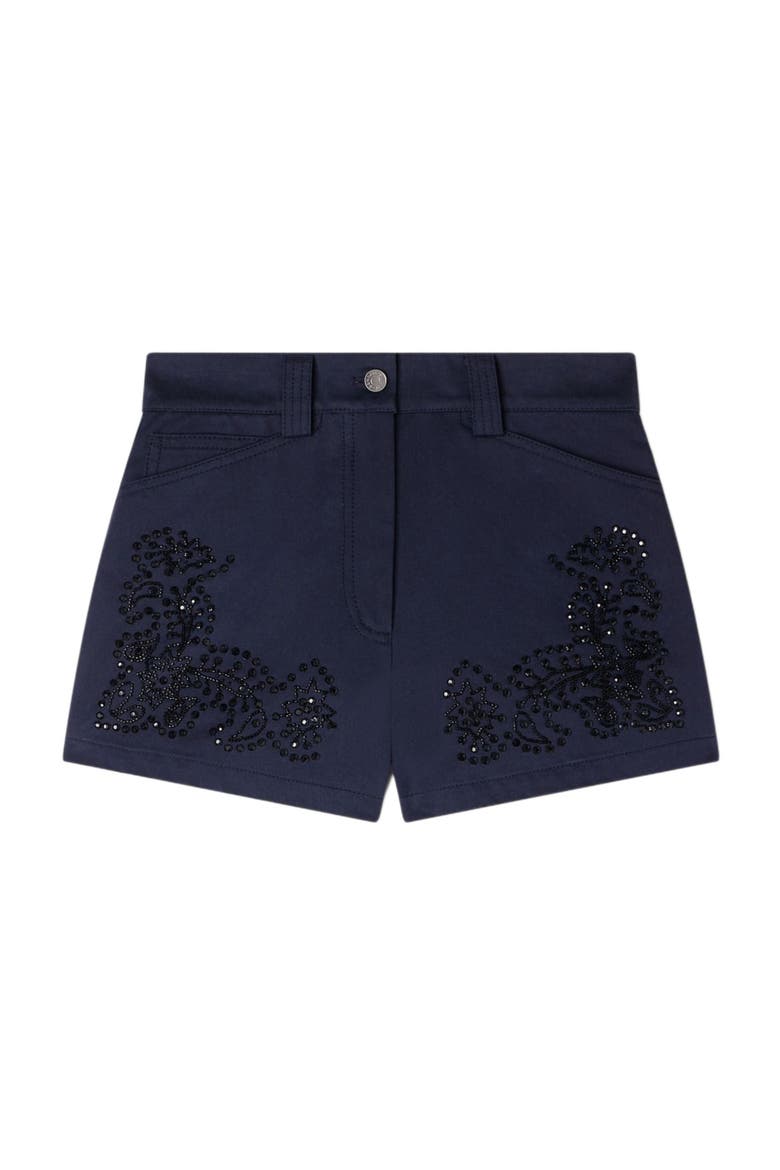 Embroidered cotton shorts, Alternate, color, Navy blue