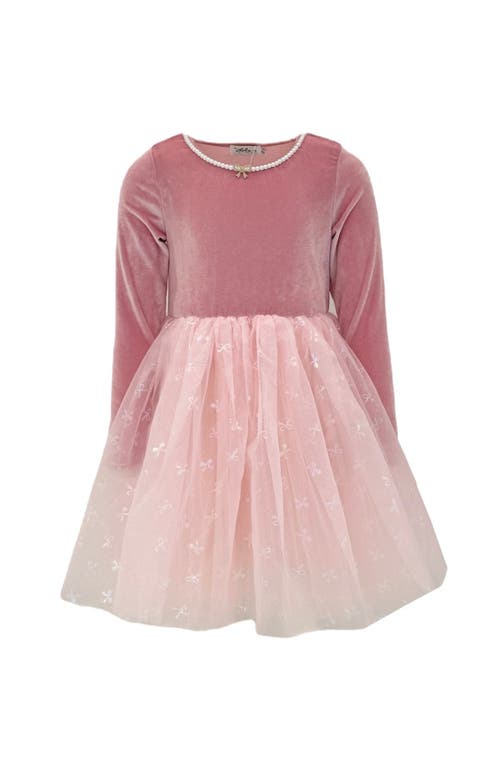 Lola + The Boys Ballerina Bow Velour Dress in Pink  product