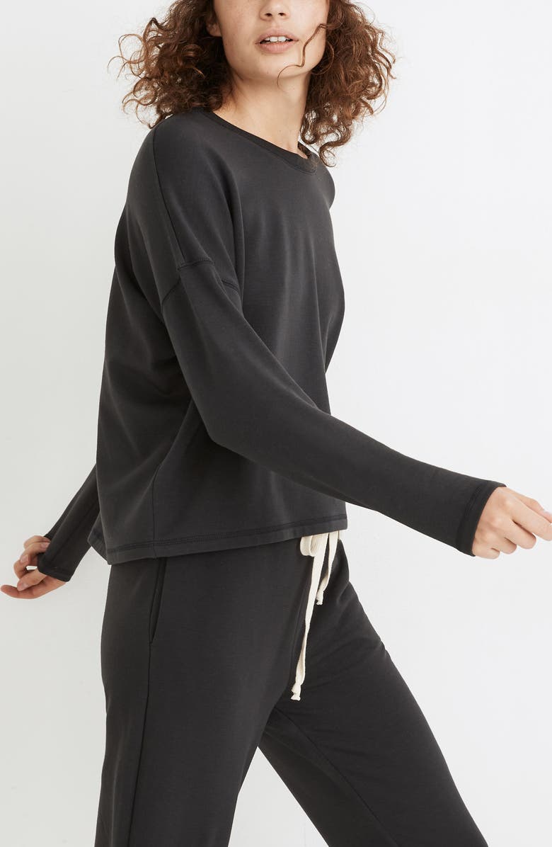 Madewell MWL Superbrushed Easygoing Sweatshirt, Alternate, color, Black Coal