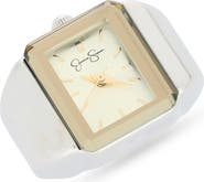 Jessica Simpson Faceted Glass Rectangular Ring Watch