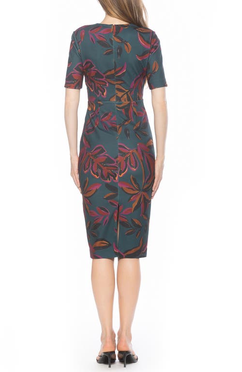 Alexia Admor Harper Short Sleeve Midi Sheath Dress In Green
