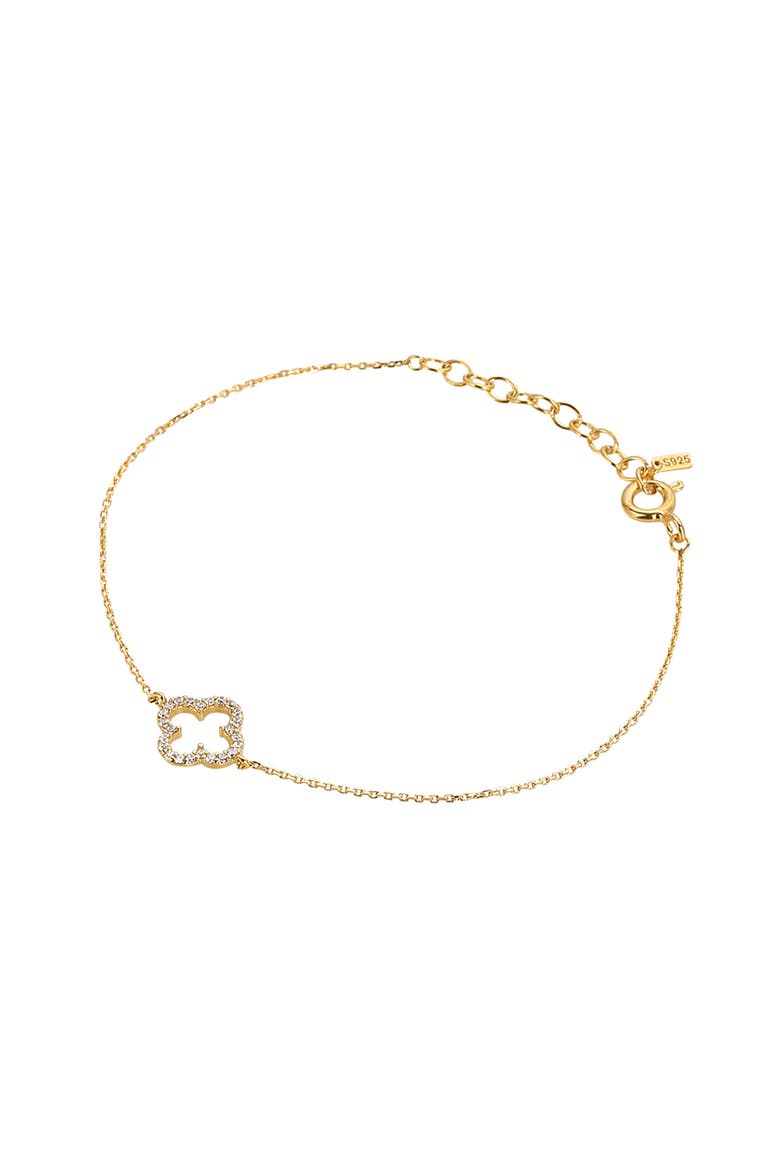 Sterling Silver 18k Gold Plated Aria Clover Bracelet Daily Minimal, Main, color, Gold