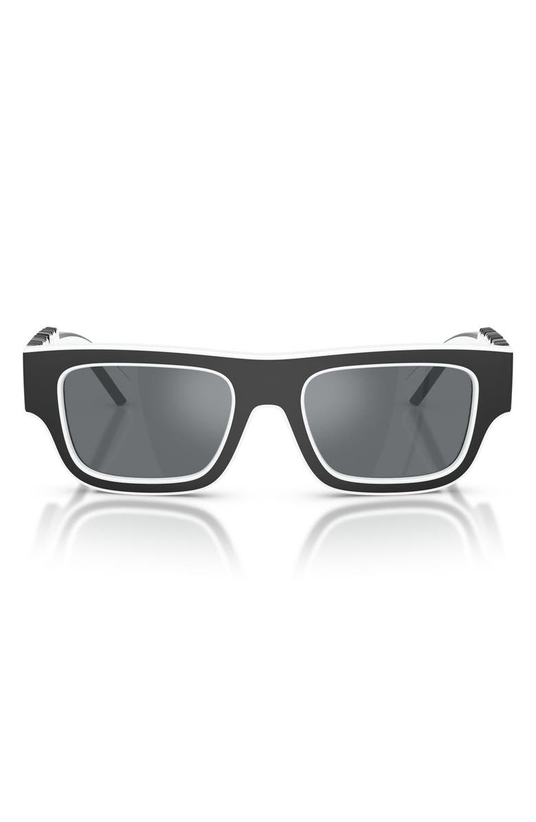 Dolce&Gabbana Kids' 47mm Small Rectangular Sunglasses, Main, color, Black/ White / Grey Black
