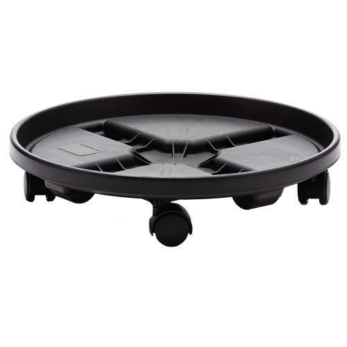 Bloem 14" Round Planter Caddy With Wheels, Black In Black