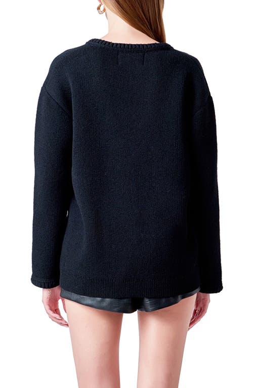 Endless Rose Floral Button V-neck Cardigan In Black