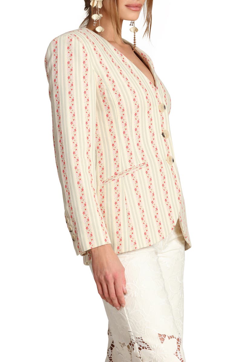 Avec Les Filles Floral Brocade Cotton Blazer, Alternate, color, Rose Stripe Multi