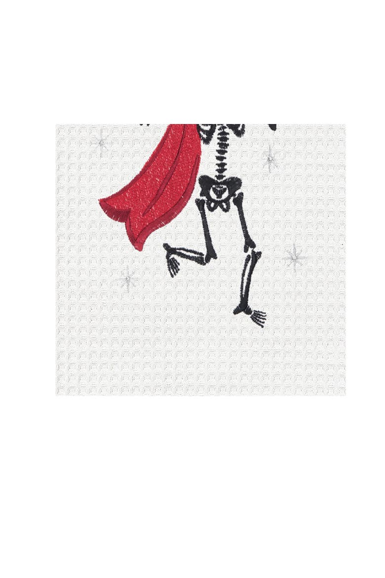 Dancing Vampire Halloween Embroidered 100% Cotton Waffle Weave, Alternate, color, Red