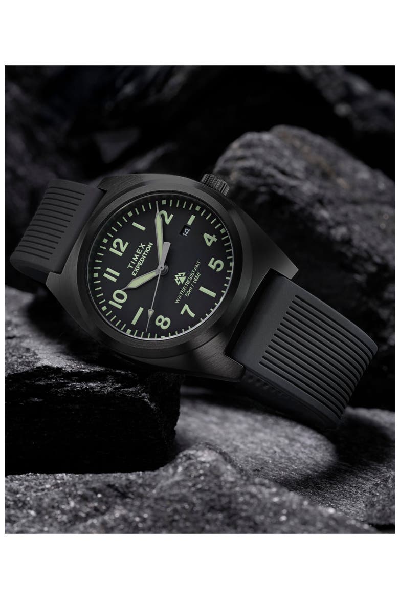Expedition® Capstone Silicone Strap Watch, 39mm, Alternate, color, BLACK