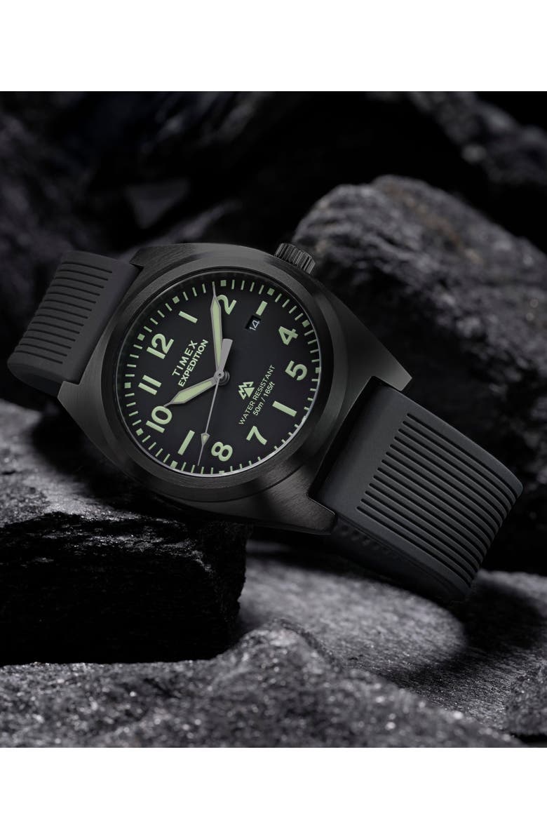 Timex<sup>®</sup> Expedition<sup>®</sup> Capstone Silicone Strap Watch, 39mm, Alternate, color, Black/Black