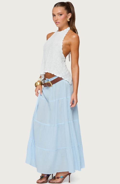 Edikted Kaila Cotton Tiered Maxi Skirt In Blue