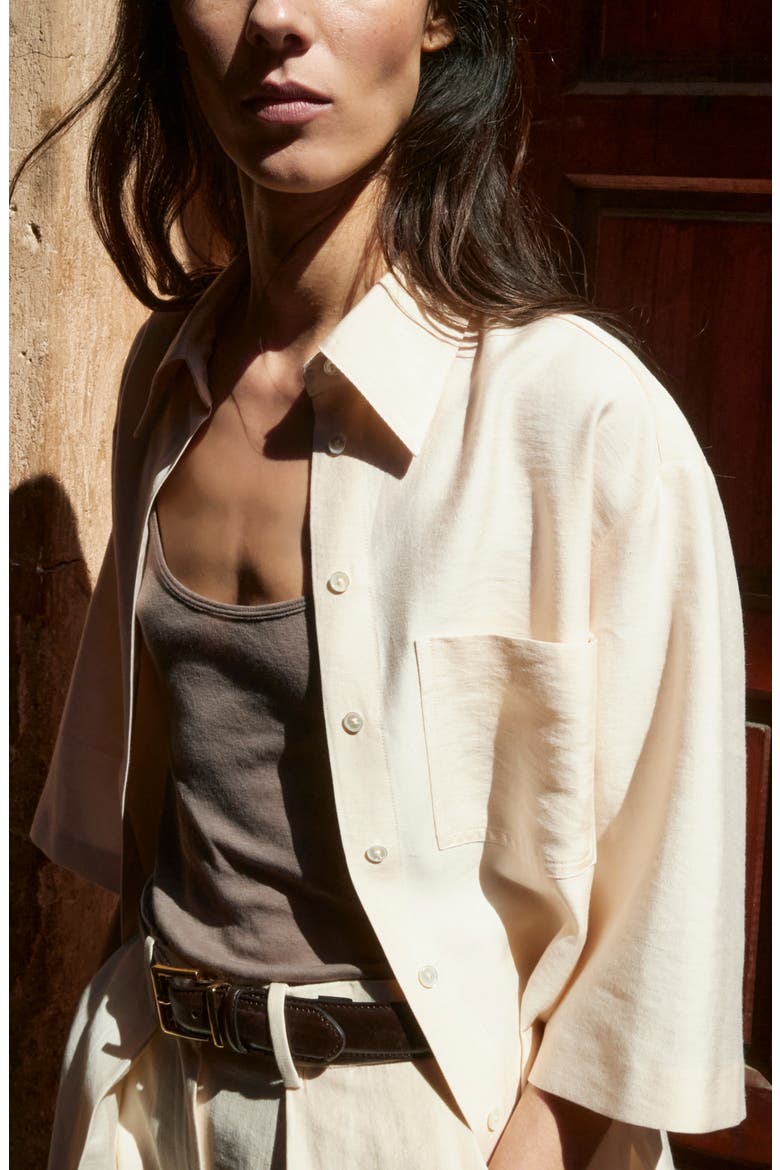 Oversize Button-Up Shirt, Alternate, color, ECRU