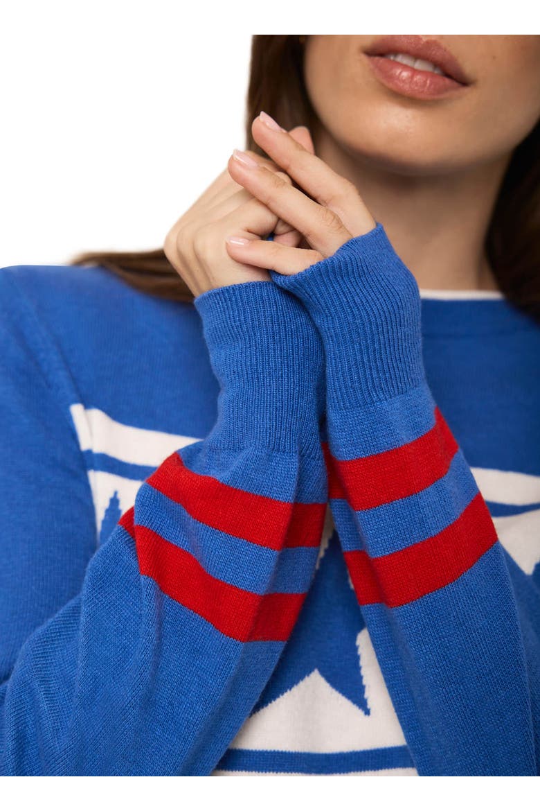 Cotton Blend Star Knit Sweater, Alternate, color, Blue
