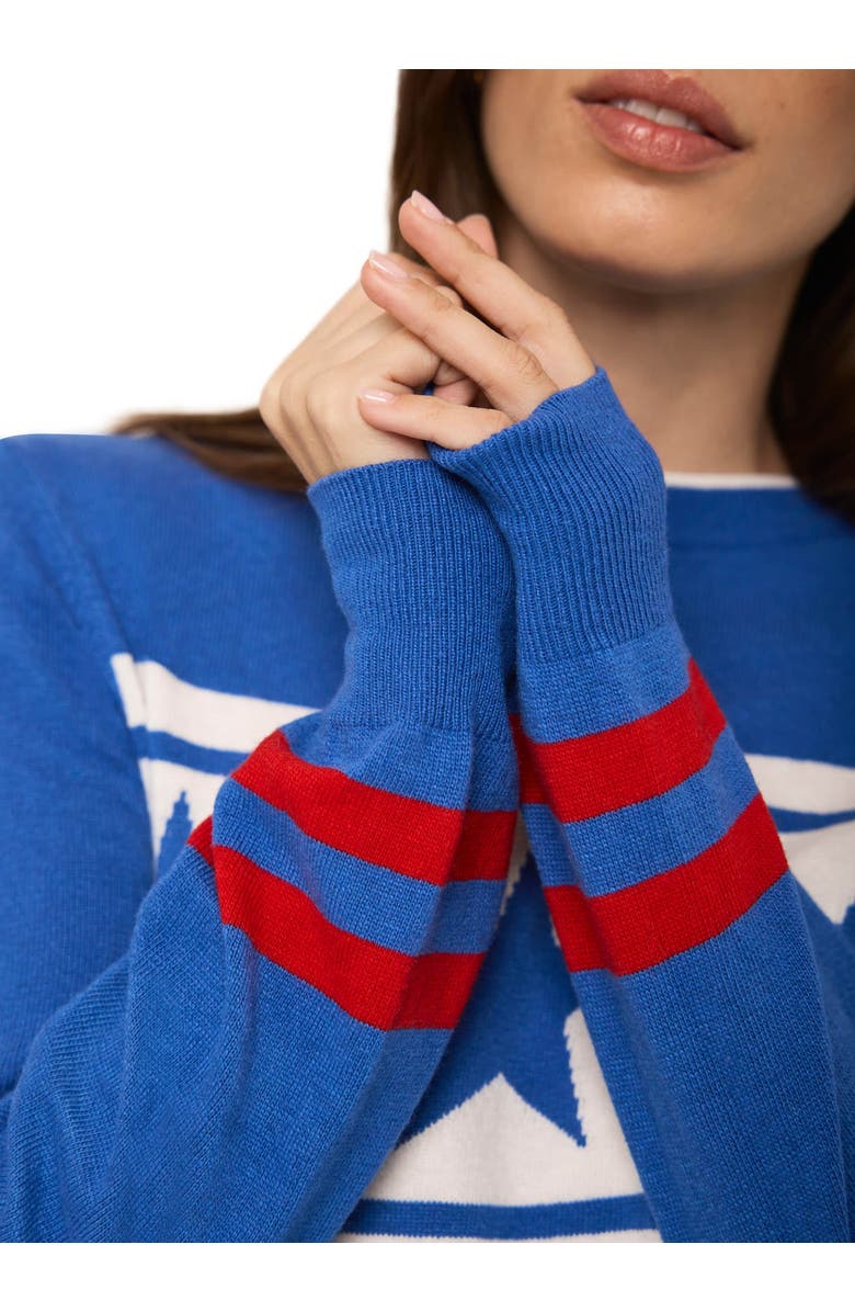 MINT VELVET Cotton Blend Star Knit Sweater, Alternate, color, Blue