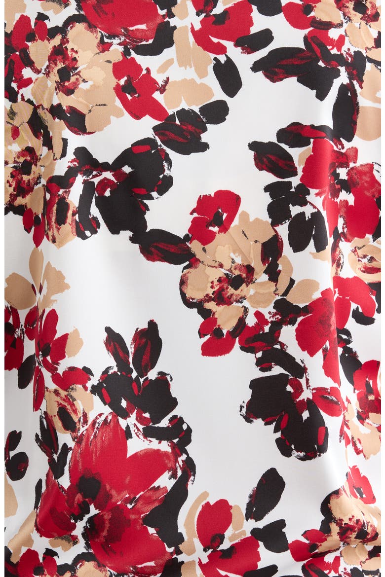 Floral Print Pleated Shoulder Top, Alternate, color, VANILLA ICE MULTI