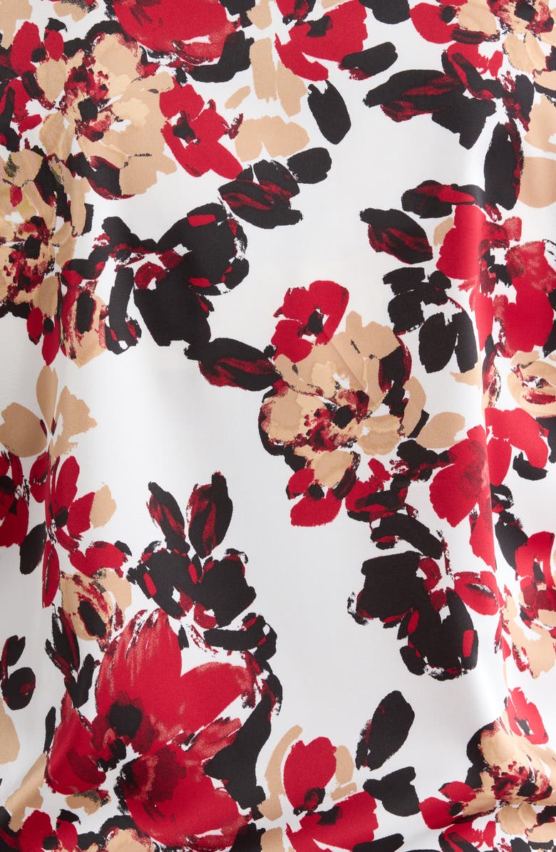 KASPER Floral Print Pleated Shoulder Top, Alternate, color, Vanilla Ice Multi