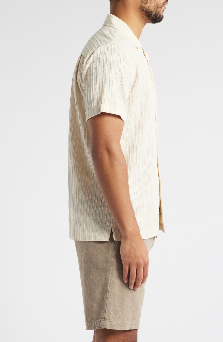 Rails Ohana Short Sleeve Stretch Cotton Plissé Button-Up Shirt, Alternate, color, Cream