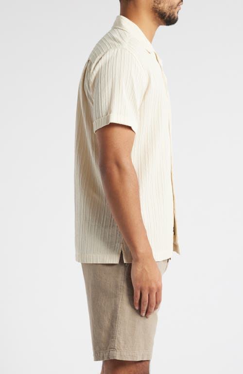 Rails Ohana Short Sleeve Stretch Cotton Plissé Button-up Shirt In Cream