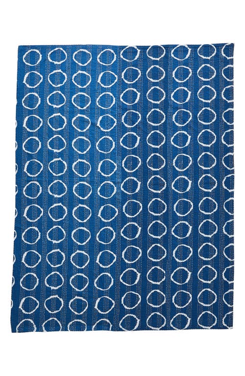Melange Home Circles Kantha Cotton Throw Blanket In Indigo