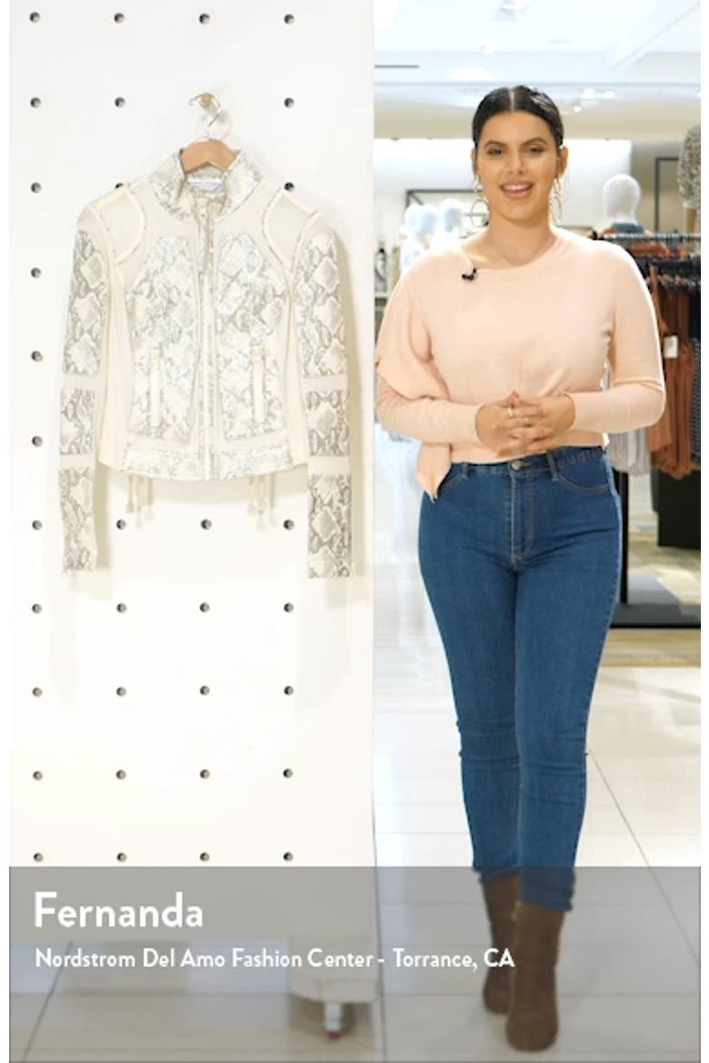 Snakeskin Print Quilted Leather & Mesh Moto Jacket video