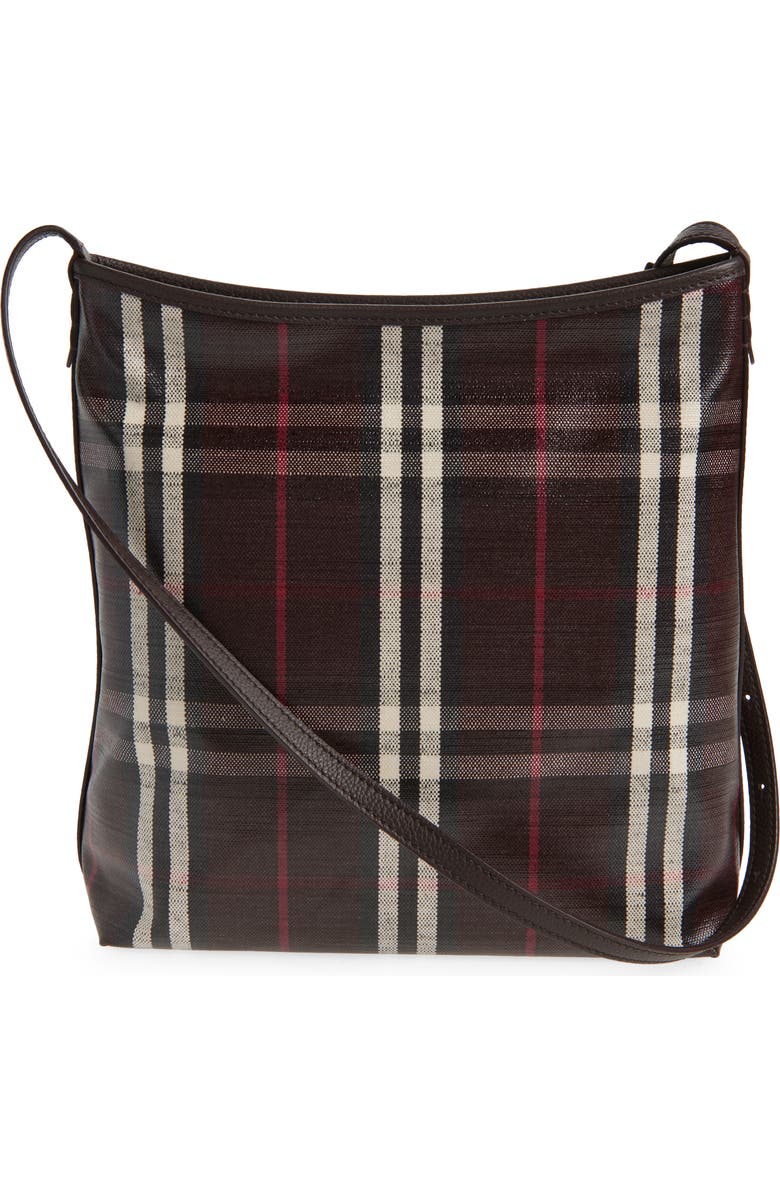 Burberry Small Highlands Coated Canvas Crossbody Bag, Alternate, color, Mahogany