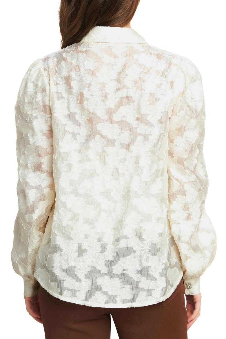 Floral Jacquard Button Front Shirt, Alternate, color, IVORY