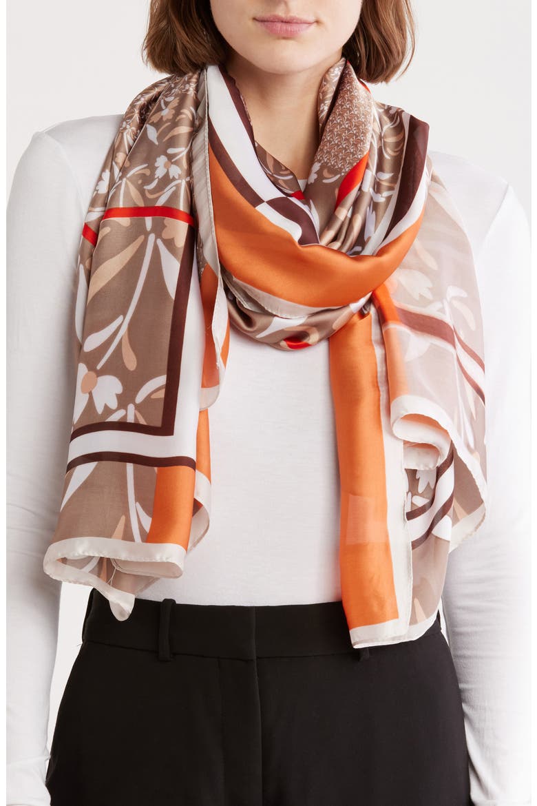 Abstract Print Scarf, Main, color, ORANGE