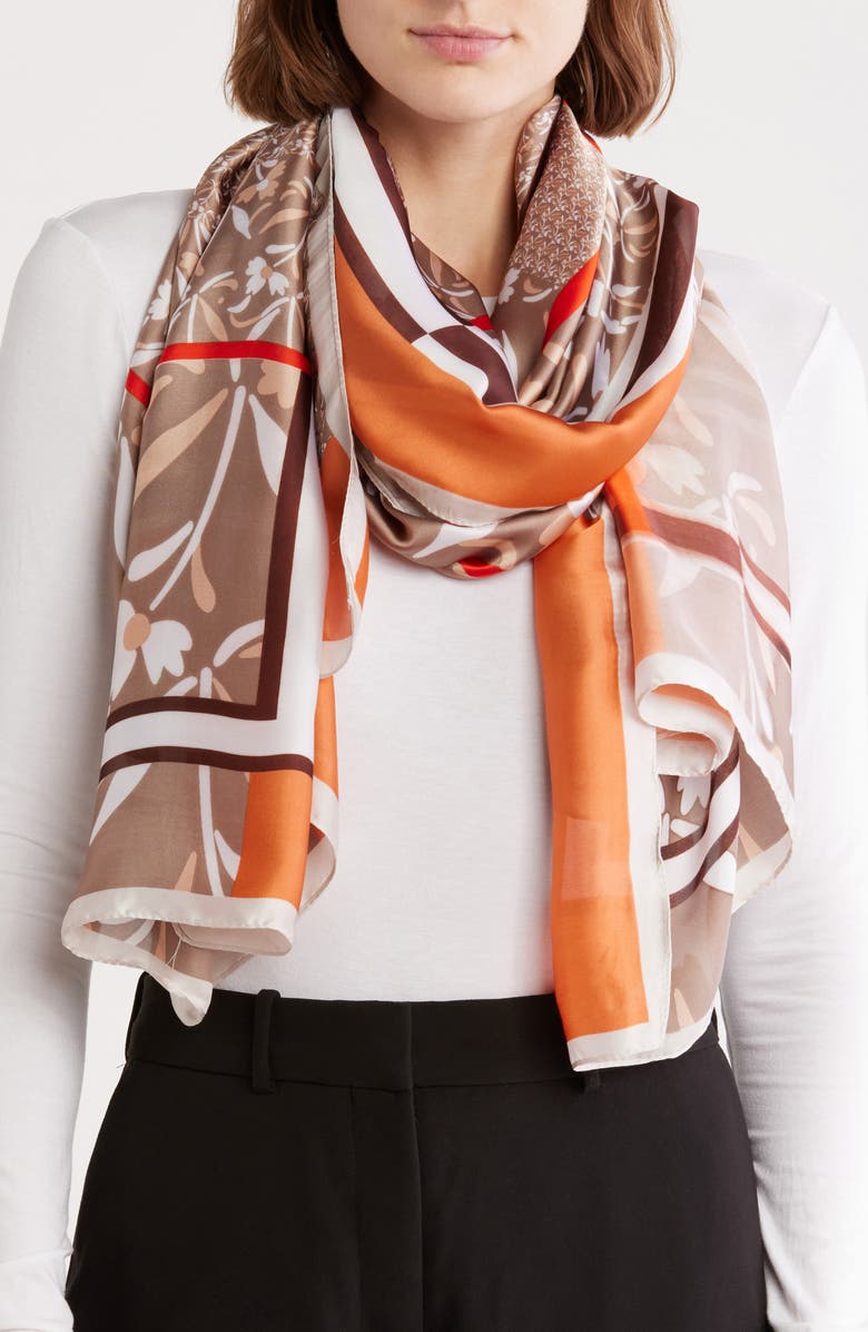 La Fiorentina Abstract Print Scarf, Main, color, Orange