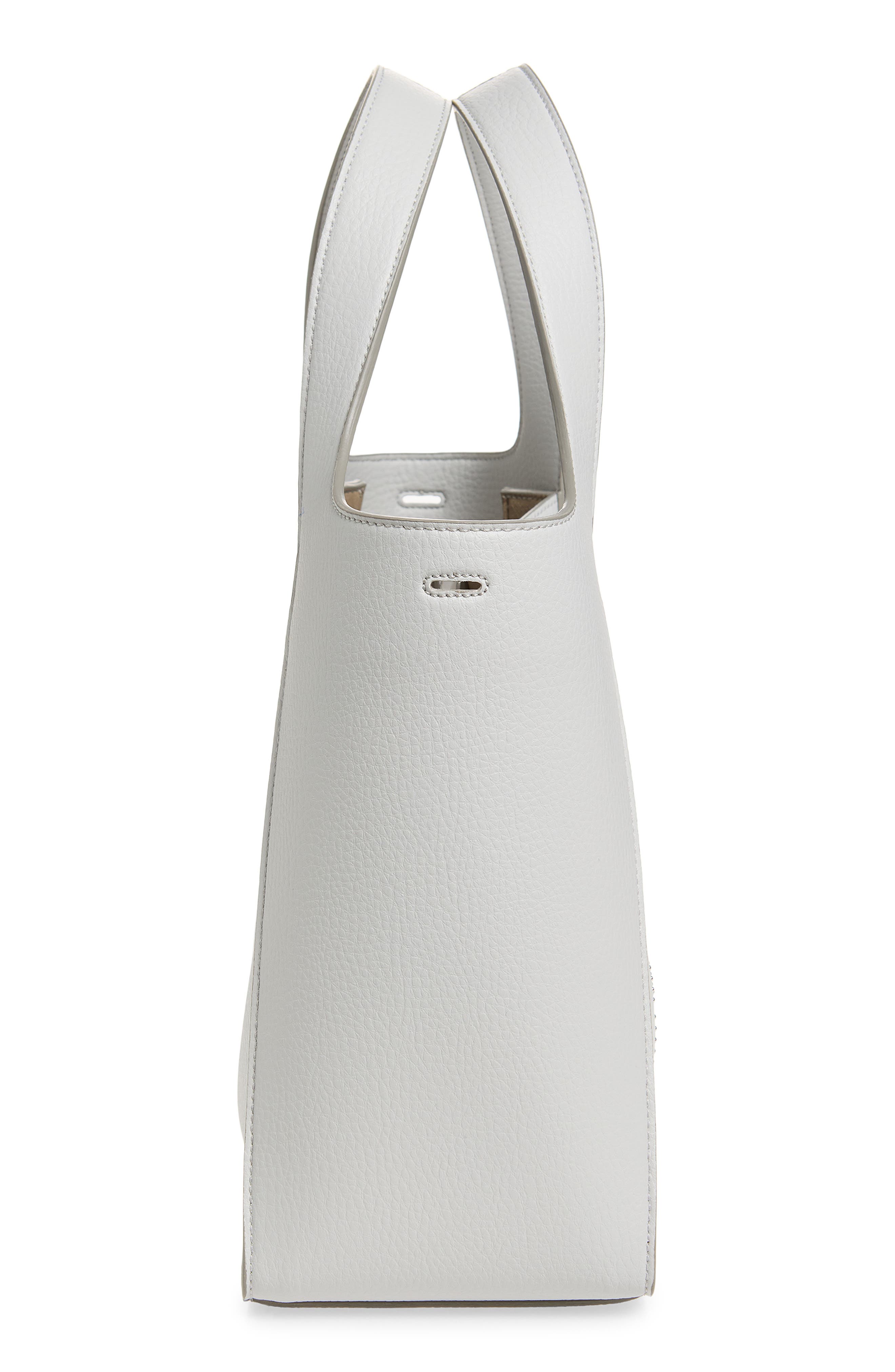 Stella McCartney Perforated Logo Faux Leather Crossbody Tote, Alternate, color, Pearl Grey