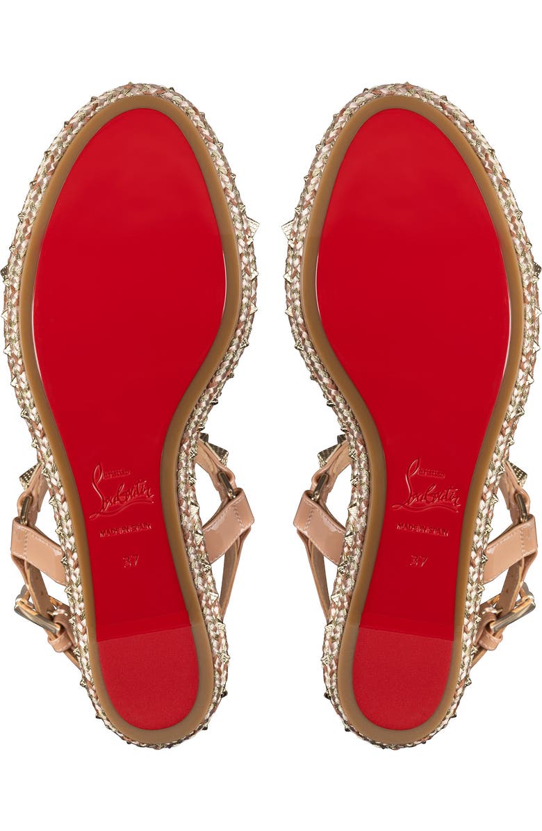 Christian Louboutin Pyraclou Glitter Espadrille Wedge Sandal, Alternate, color, N295 Blush/Lin Blush