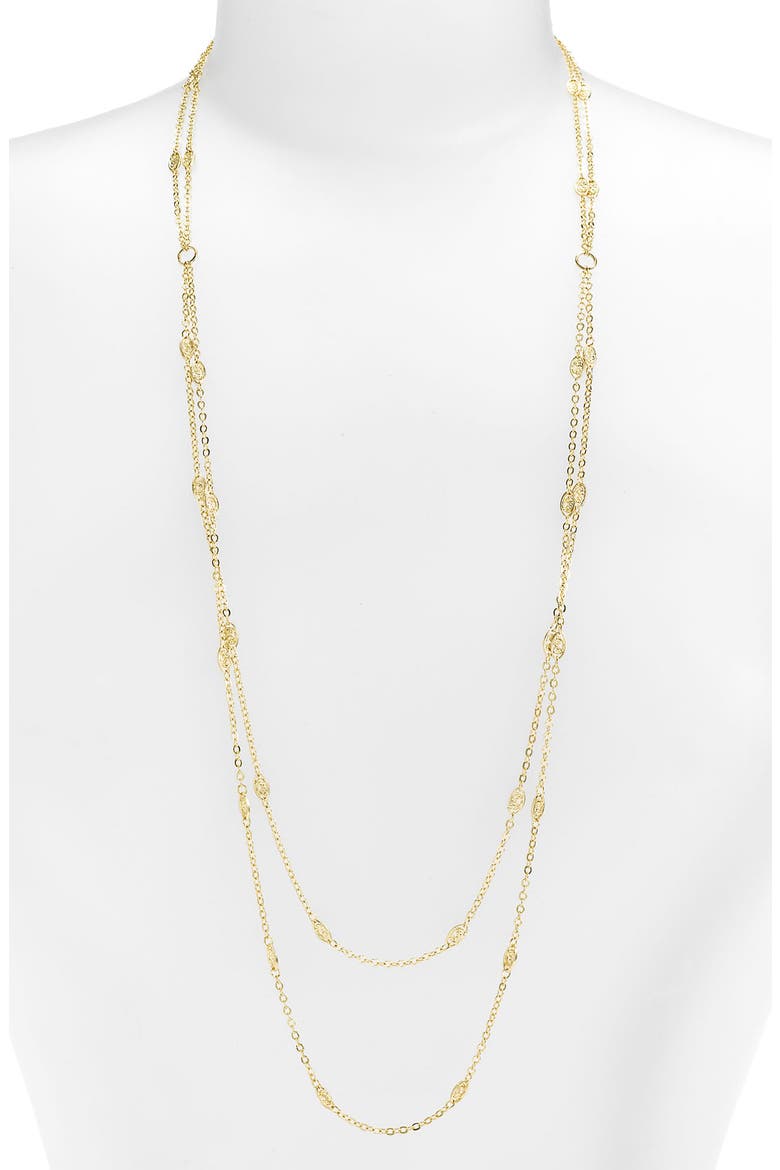 Double Layer Scroll Link Necklace, Main, color, GOLD