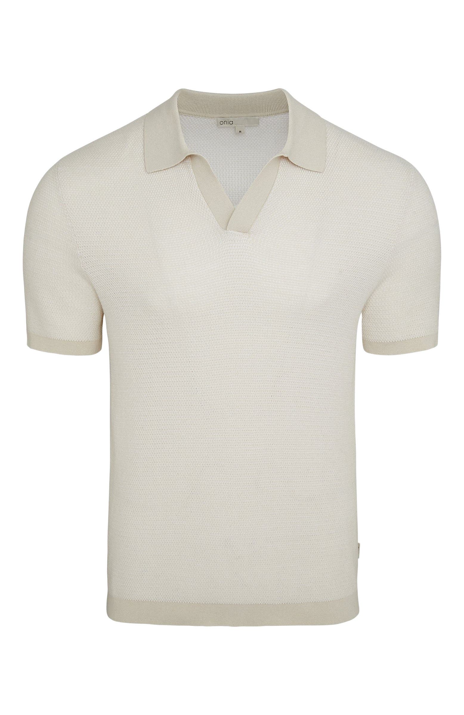 Textured Cotton Johnny Collar Polo - image 2