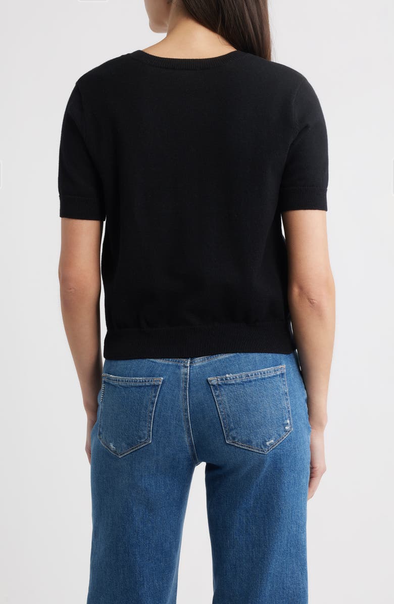 Rails Aisley Short Sleeve Cotton & Cashmere Cardigan, Alternate, color, Black