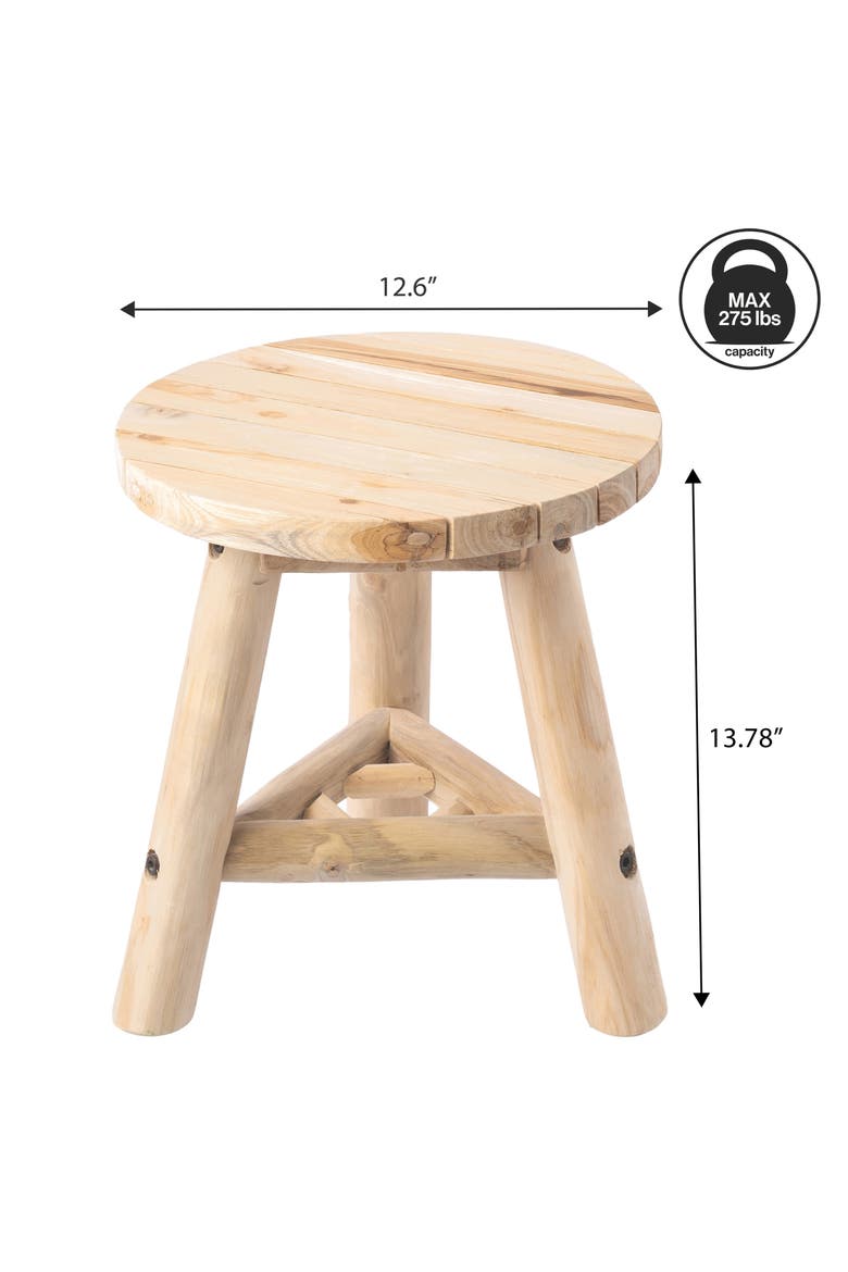 Finesse Handcrafted Rustic Solid Wood Small Round Accent Stool, Backless Step Stool or Living Room Side Table, Alternate, color, Natural Bleach Finish