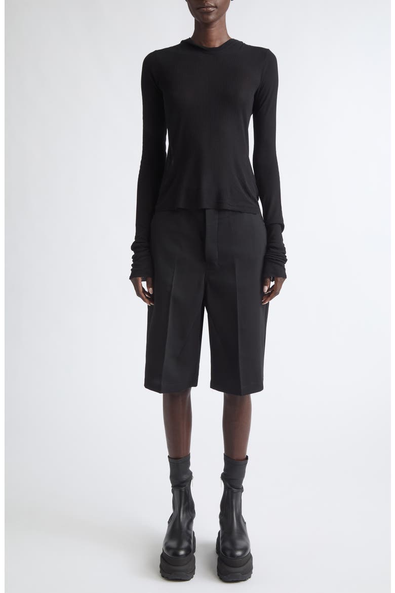 Rib Crop Sweater Hoodie, Alternate, color, BLACK