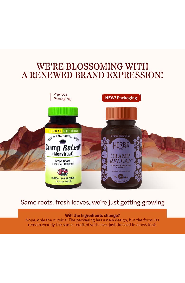 Herbs Etc. Cramp ReLeaf Menstrual Support Softgels, 60 Count, Alternate, color, NO COLOR