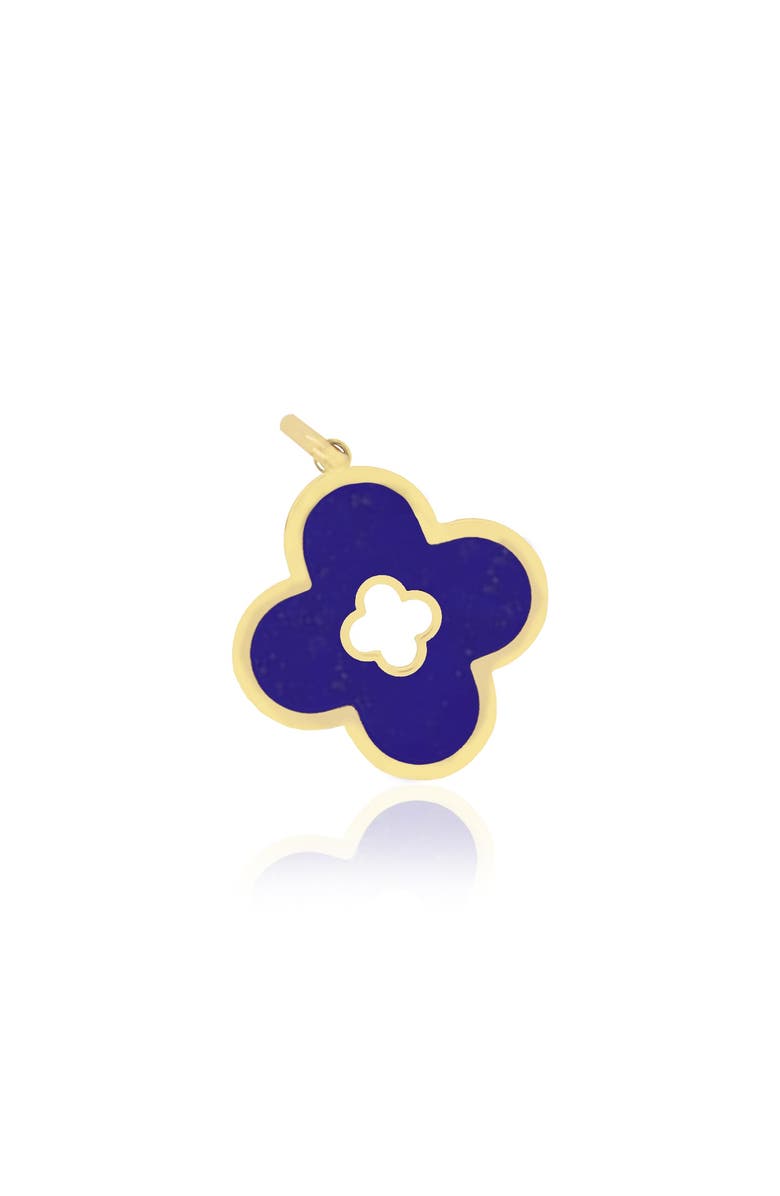 The Lovery Fine Jewelry Lapis Clover Cut Out Charm, Main, color, Lapis