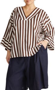 Universal Standard Elio Print Linen Blend Top