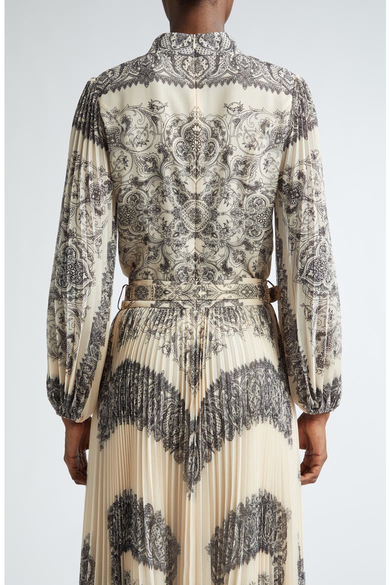Sunray Pleated Button-Up Shirt, Alternate, color, TEA PAISLEY