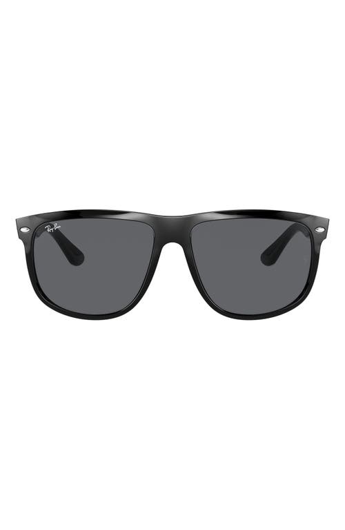 Ray Ban Highstreet 60mm Polarized Flat Top Sunglasses In Black
