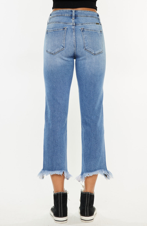 Kancan Zuzanna High Rise Crop Straight Leg Jeans In Blue