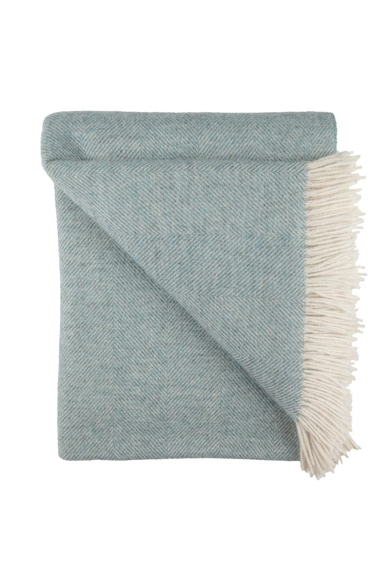 Southampton Home Shetland Lambswool Herringbone Throw, Alternate, color, Robin's Egg